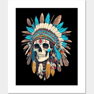 Native American Chief Skull Posters and Art